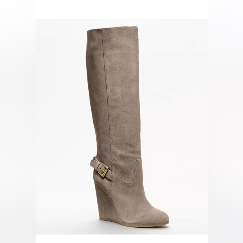 COACH Dorothy Suede Wedge Tall Boot equestrian-inspired silhouette outdoor